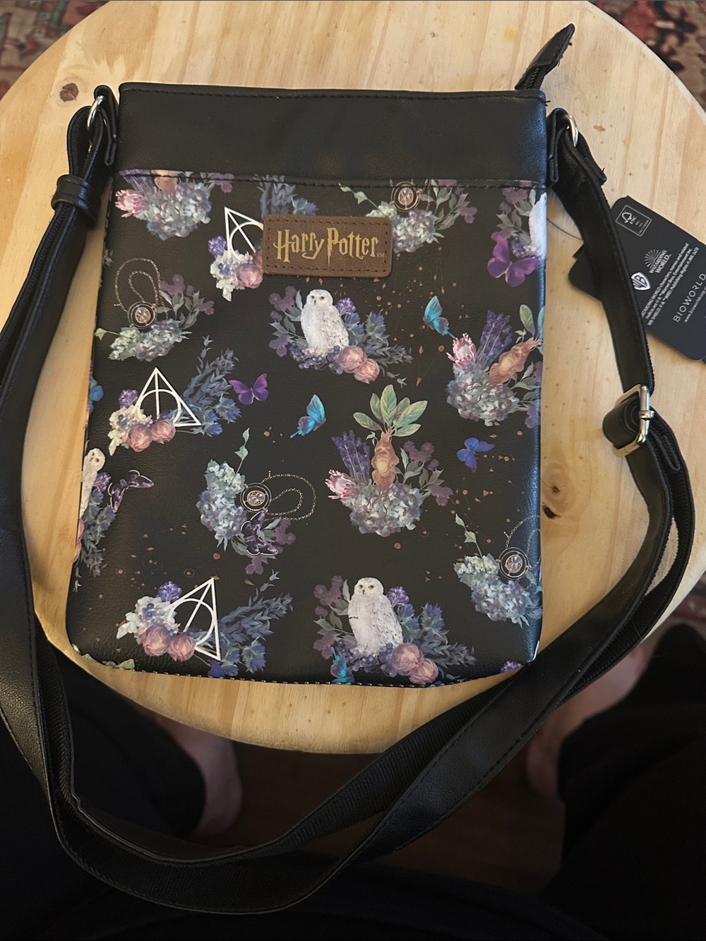 Warner Bros. Harry Potter Black Floral Owl Crossbody